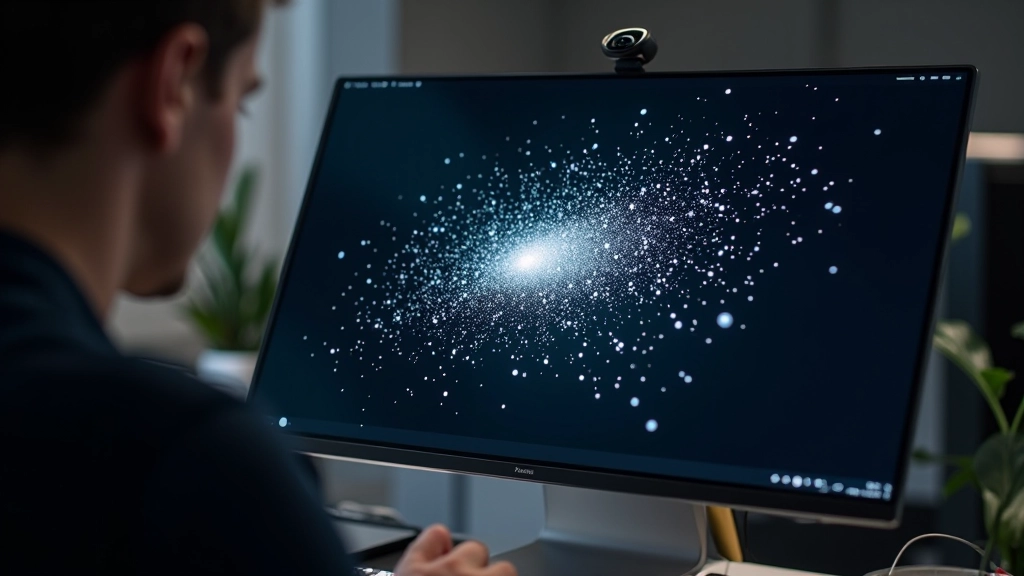 3D particle physics simulation showing gravity vectors, collision detection zones, and force field visualization in motion graphics software