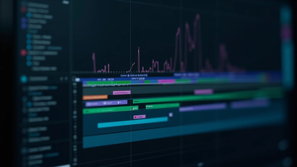 Timeline view showing color-coded layer naming convention with FTG, ADJ, and TXT prefixes organized hierarchically in a professional compositing software